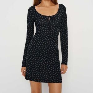 Maisie knit dress long sleeve mini cosmic dot pattern reformation NWT xs